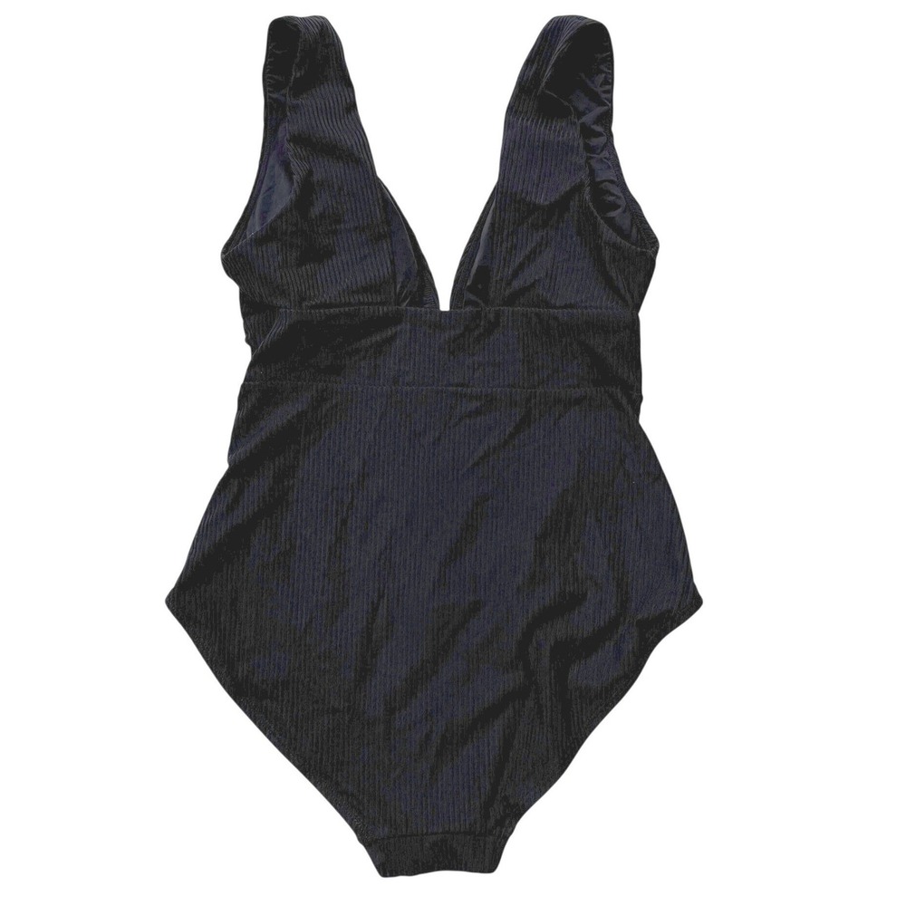Andie Swim Small Mykonos Black Eco-ribbed One Piece Swimsuit Textured New Sample - Picture 3 of 8